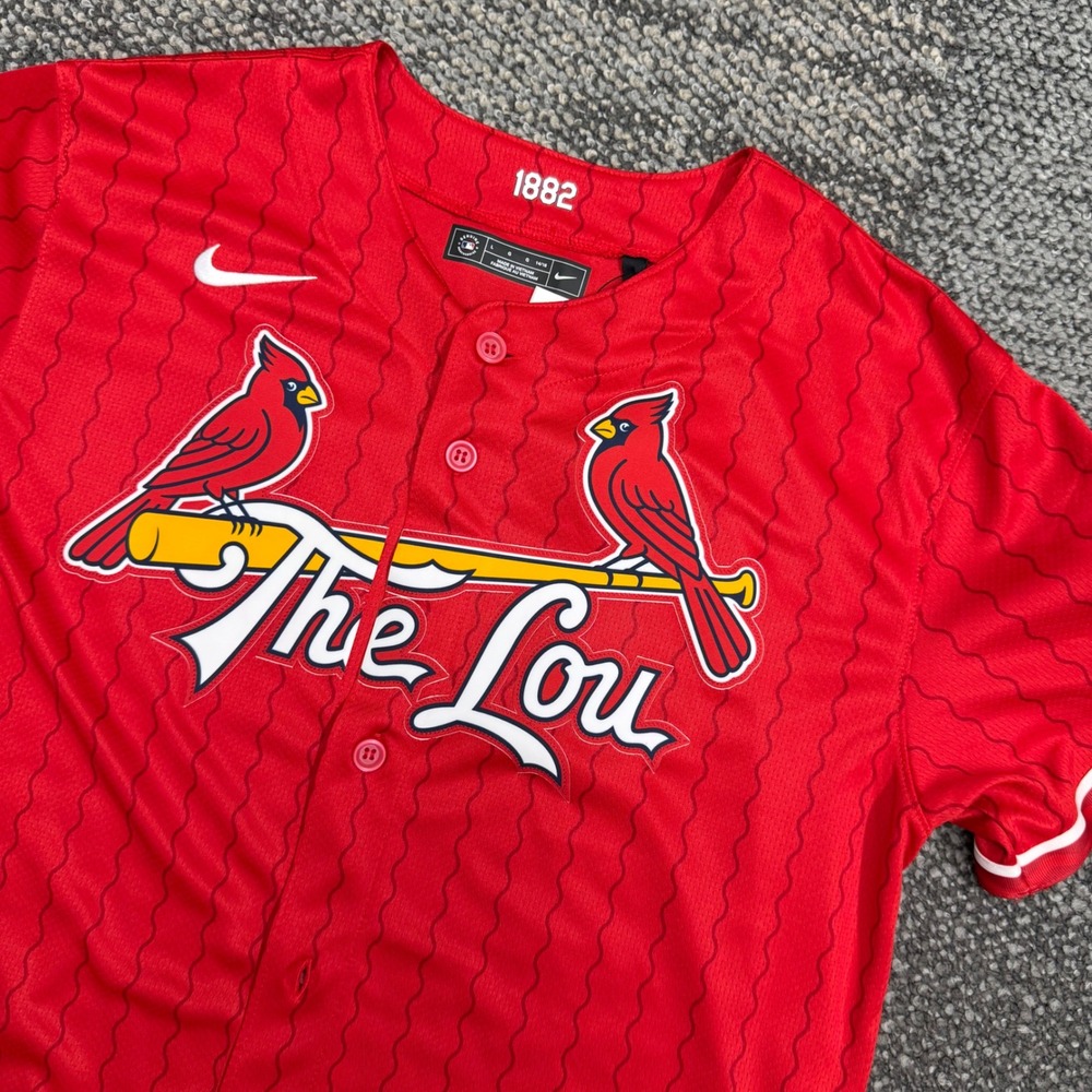 Nike St. Louis Cardinals City Connect Jersey Youth Large Red The Lou Pinstripe